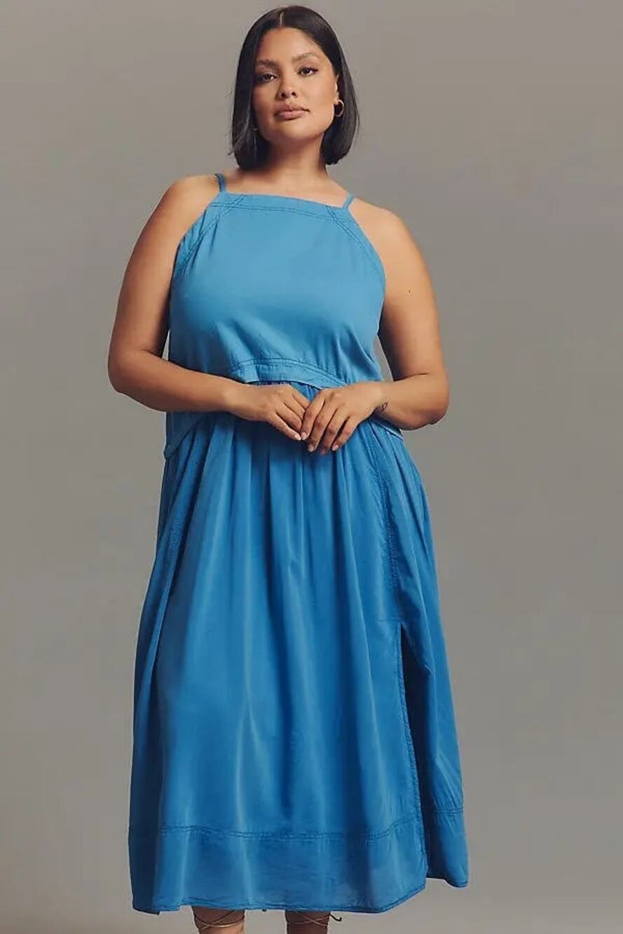 NWT Anthropologie Pilcro Sleeveless Twofer Midi Dress $188 X-SMALL SMALL Blue